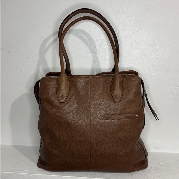 B. Makowsky camel leather triple entry large satchel tote - Picture 2 of 14